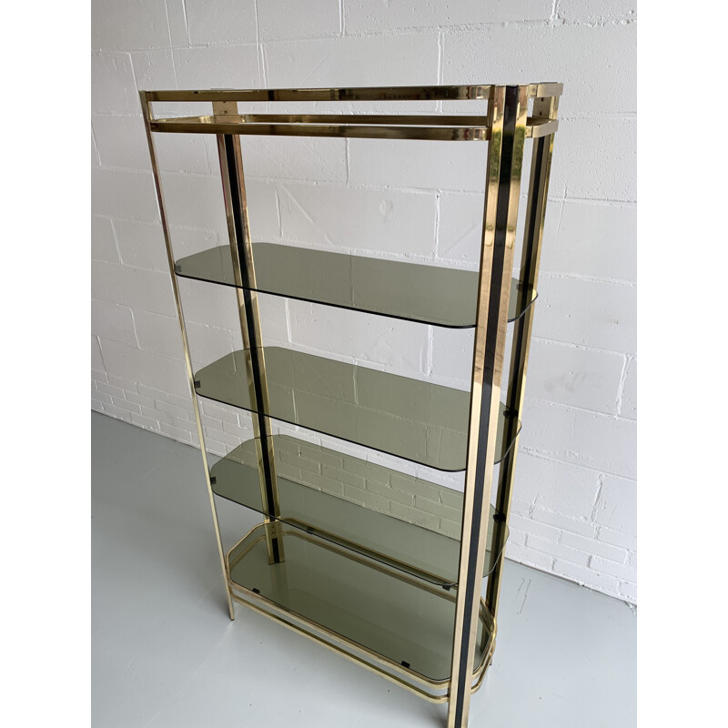 Vintage brass bookcase Hollywood Regency 