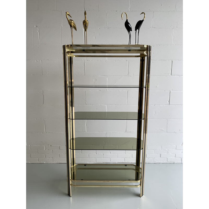 Vintage brass bookcase Hollywood Regency 