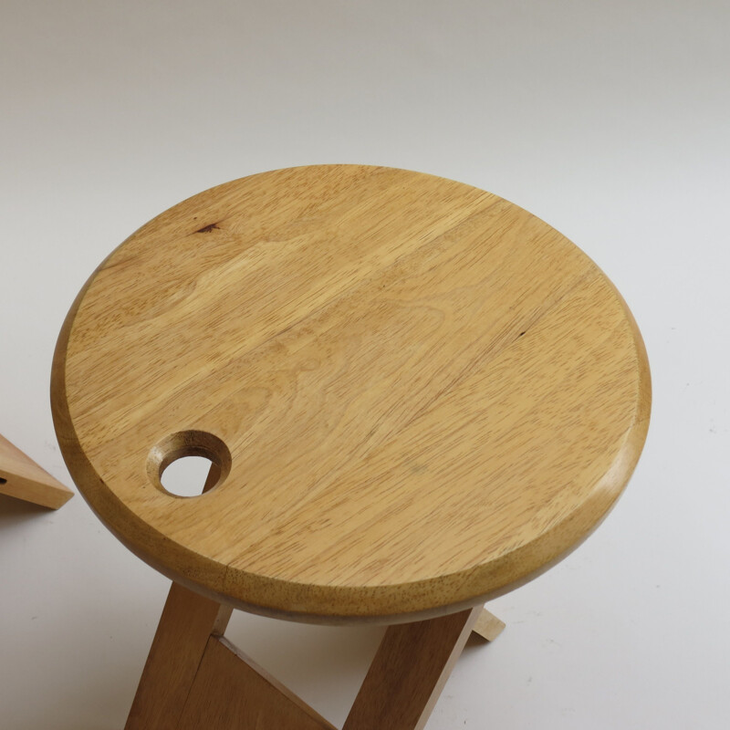Tabouret et table pliante en bois vintage de Suzy Stool par Adrian Reed