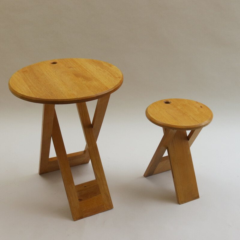 Tabouret et table pliante en bois vintage de Suzy Stool par Adrian Reed