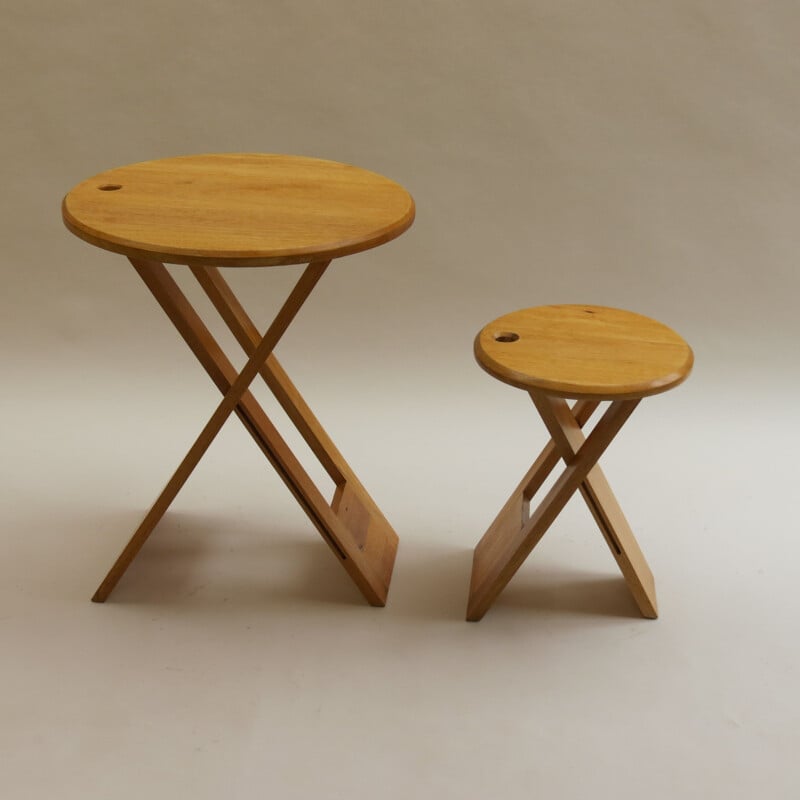 Vintage Folding Wooden Stool And Table Of Suzy Stool By Adrian Reed