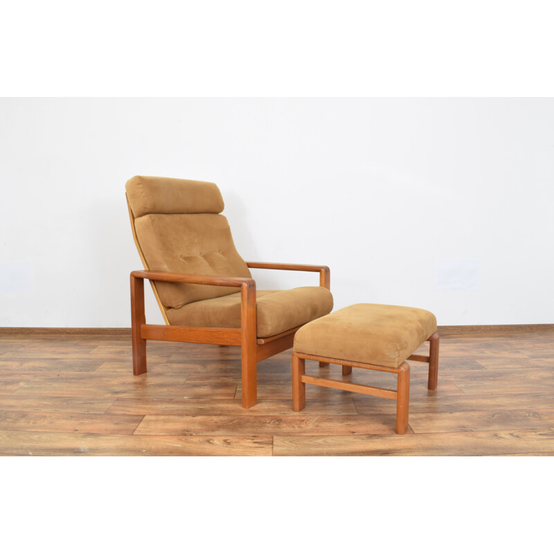 Vintage teak armchair with an ottoman Dyrlund Danish 1970