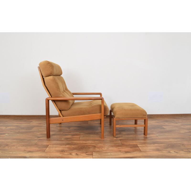 Vintage teak armchair with an ottoman Dyrlund Danish 1970