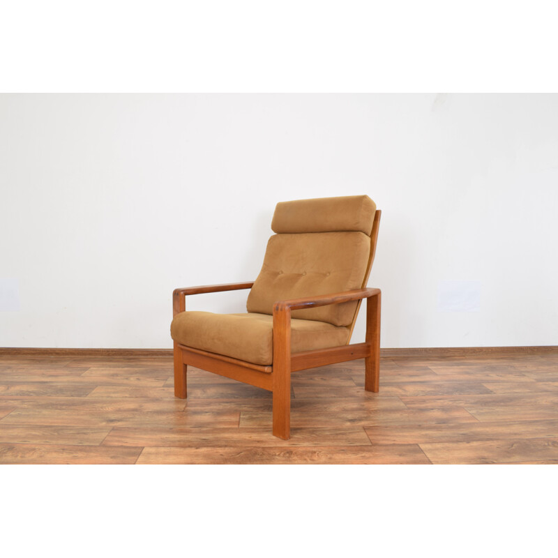 Vintage teak armchair with an ottoman Dyrlund Danish 1970