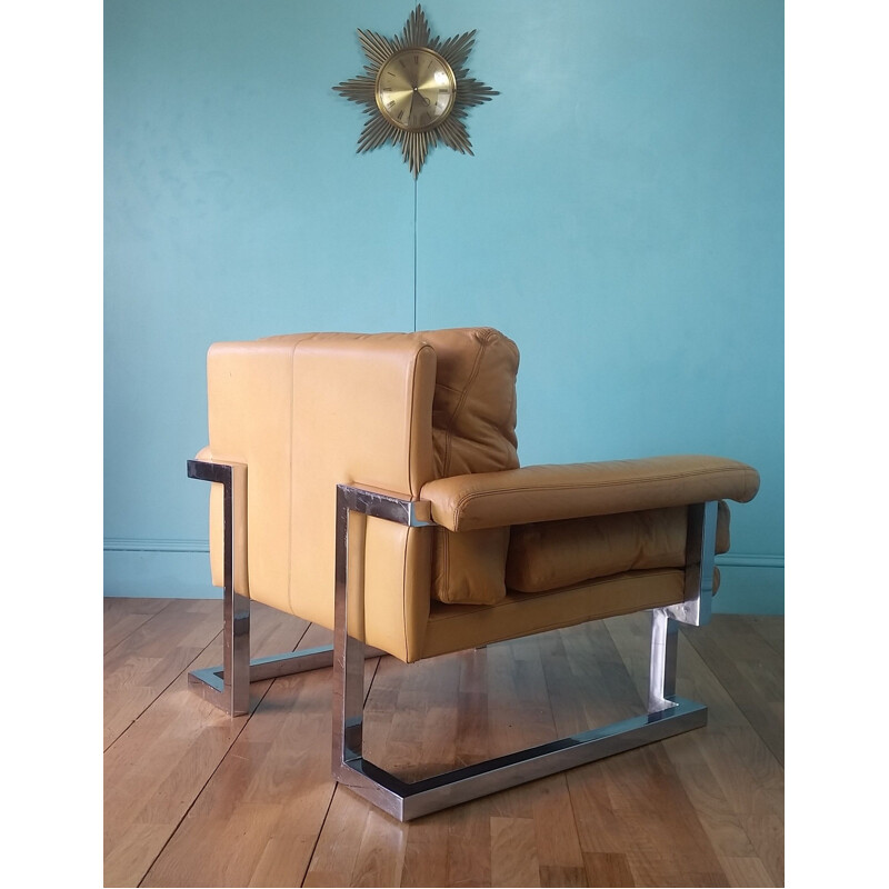 Vintage leather club armchair by Tim Bates for Pieff 1970