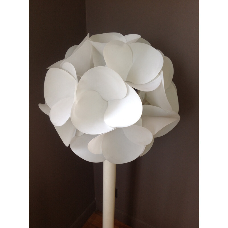 Floriforme floor lamp in white plastic and metal, Raoul RABA - 1968