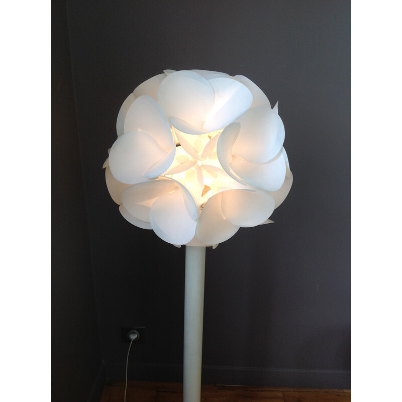 Floriforme floor lamp in white plastic and metal, Raoul RABA - 1968