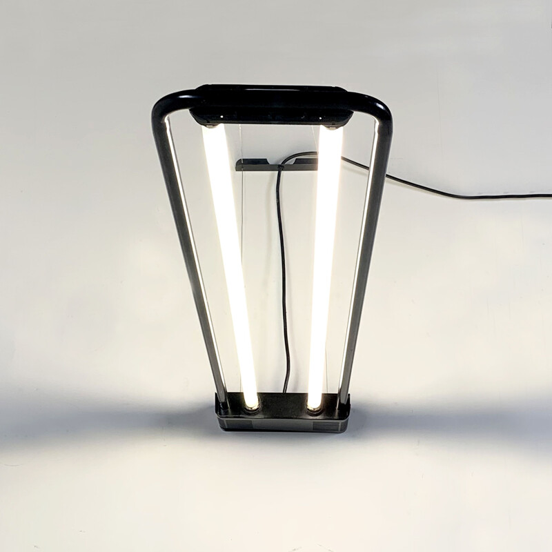 Vintage Black Large Fluorescent Hanging Light by Gian N. Gigante for Zerbetto, 1980s