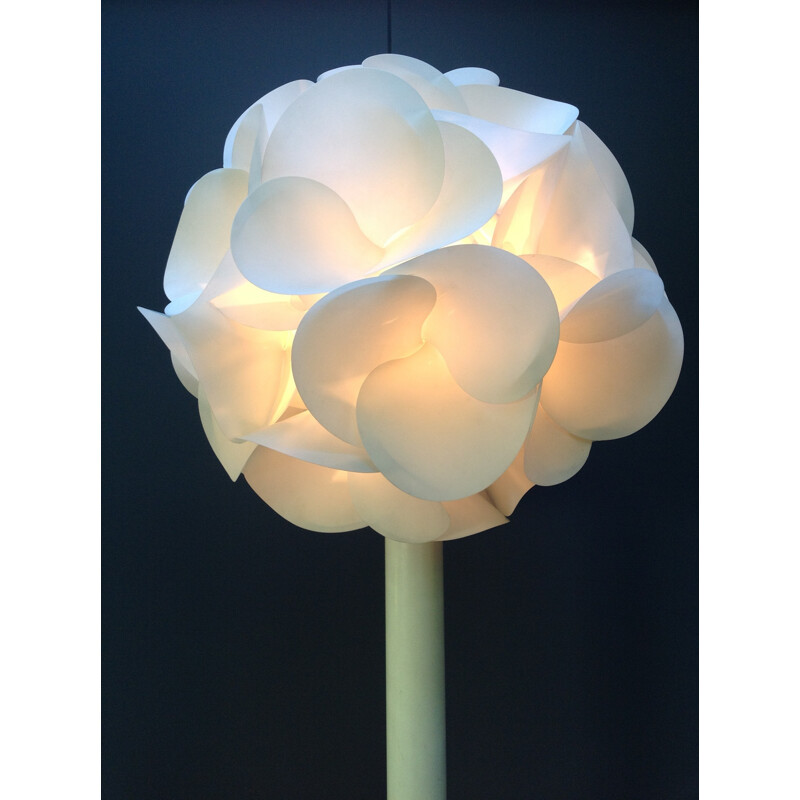 Floriforme floor lamp in white plastic and metal, Raoul RABA - 1968