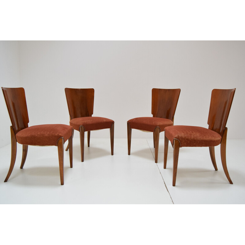4 Art Deco vintage chairs by Jindrich Halabala for Thonet