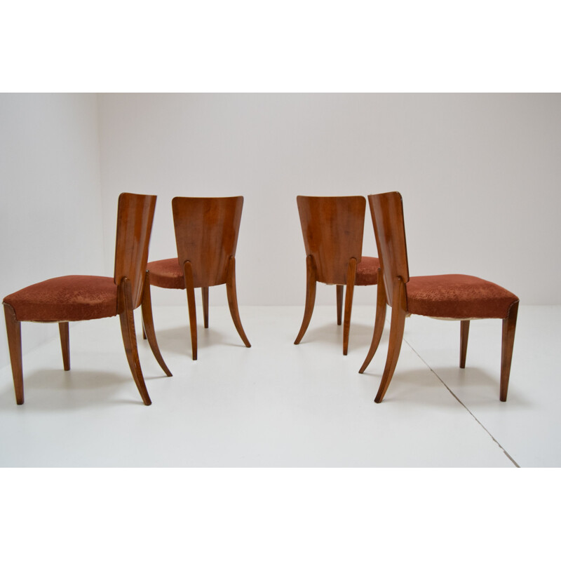 4 chaises vintage Art Déco par Jindrich Halabala pour Thonet