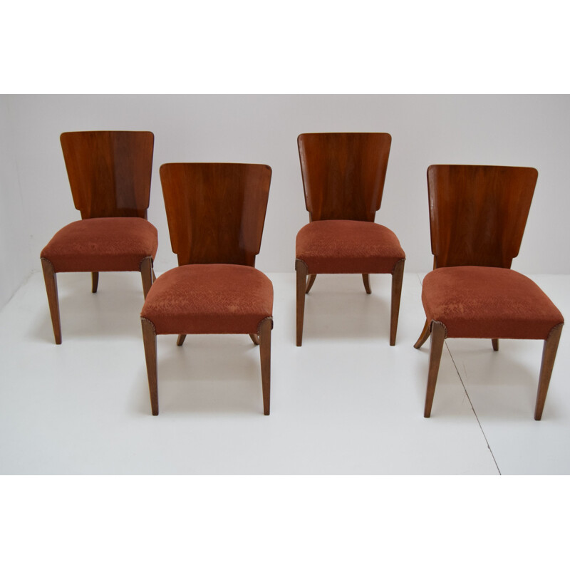 4 Art Deco vintage chairs by Jindrich Halabala for Thonet