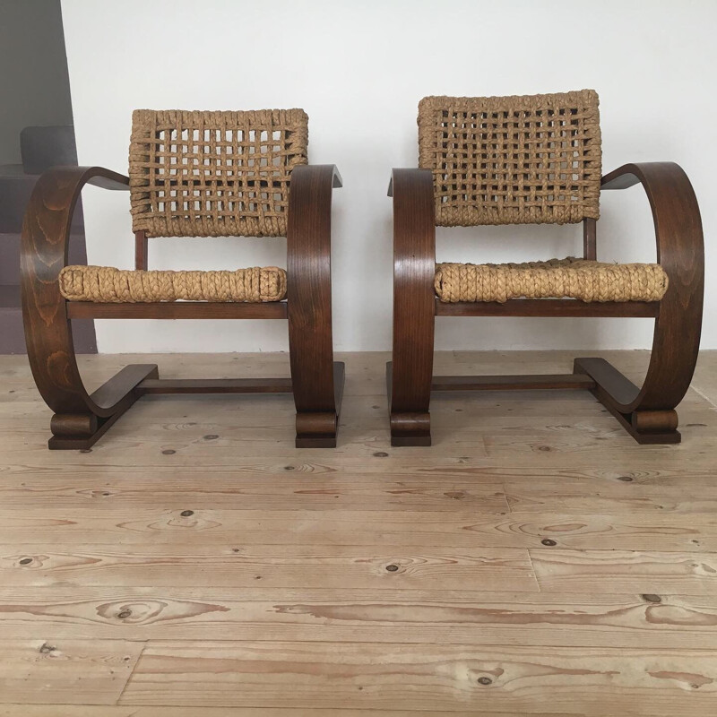 Pair of vintage armchairs by Audoux Minet 1960