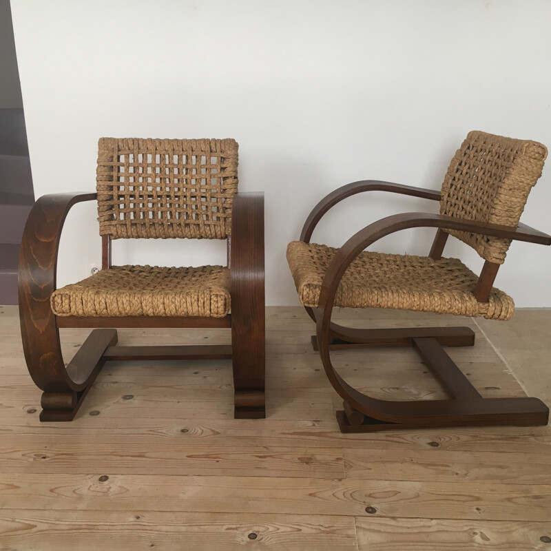 Pair of vintage armchairs by Audoux Minet 1960