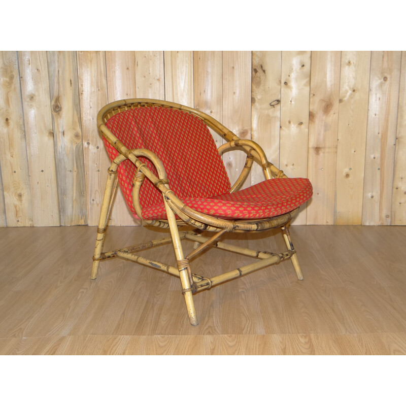 Set of 4 rattan armchairs