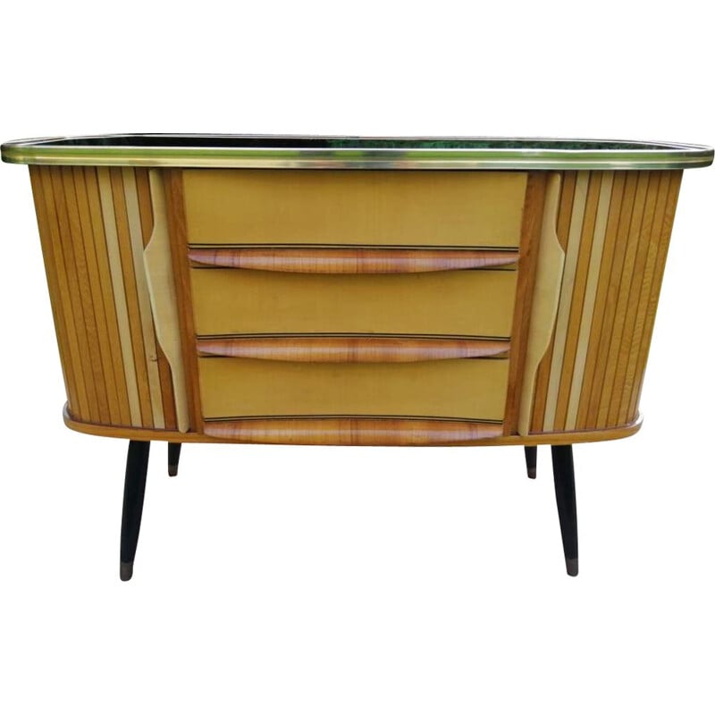 Vintage chest of drawers with glass top 1970