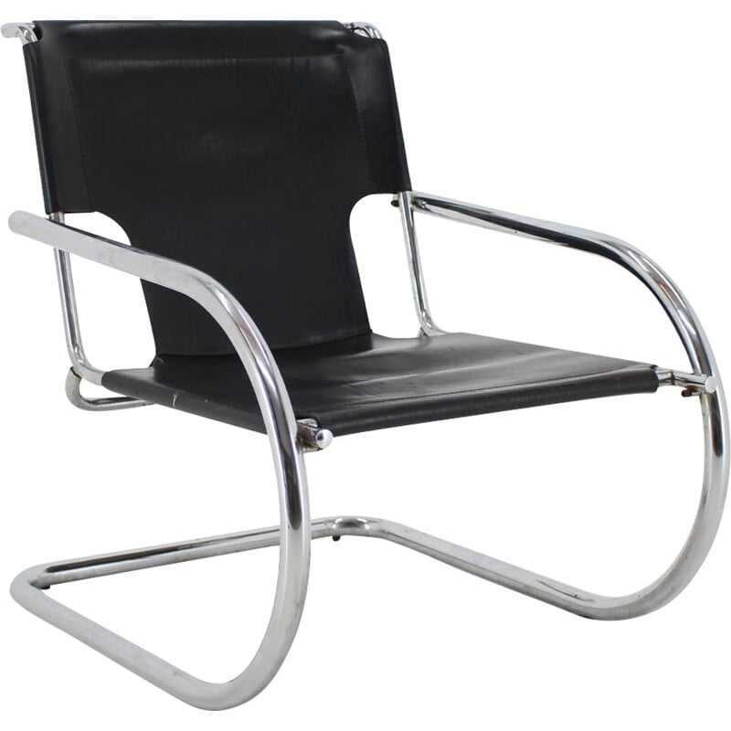 Vintage Arrben Chrome and  Leather Cantilever Chair, Italy 1960s