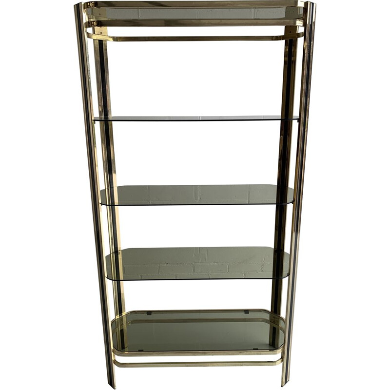 Vintage brass bookcase Hollywood Regency 