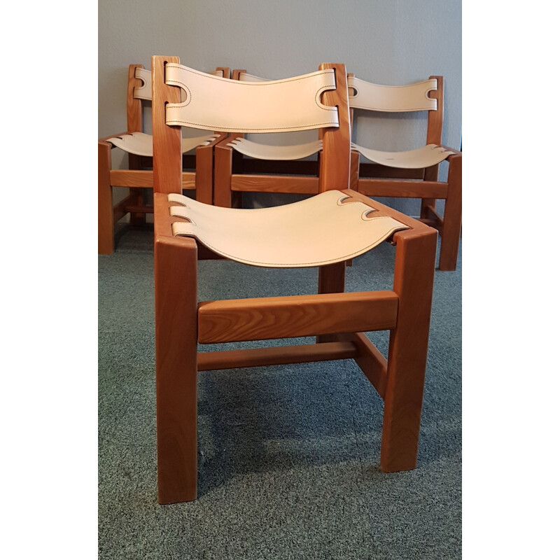 Set of 4 vintage Leather and elm chairs