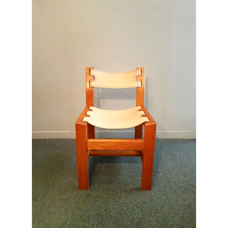 Set of 4 vintage Leather and elm chairs