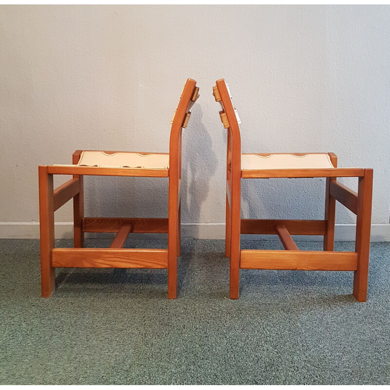 Set of 4 vintage Leather and elm chairs