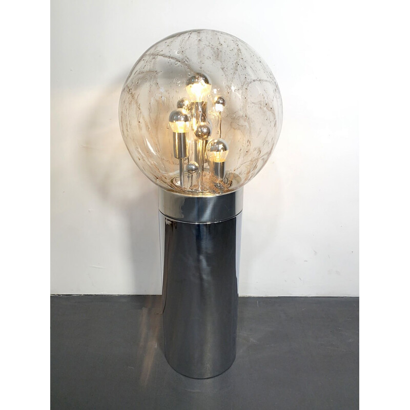 Mid Century Doria Floor Lamp, Chrom and Smoked Bubble Glas, Germany, 1960s