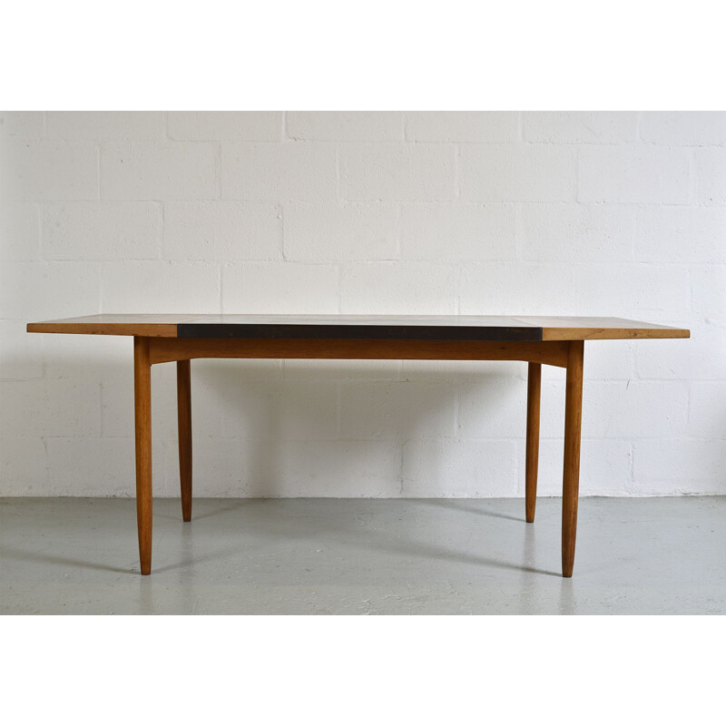 Vintage Office Desk By Heals Designed by Robert Heal Midcentury Writing Table Teak Wood Leather English 1950s