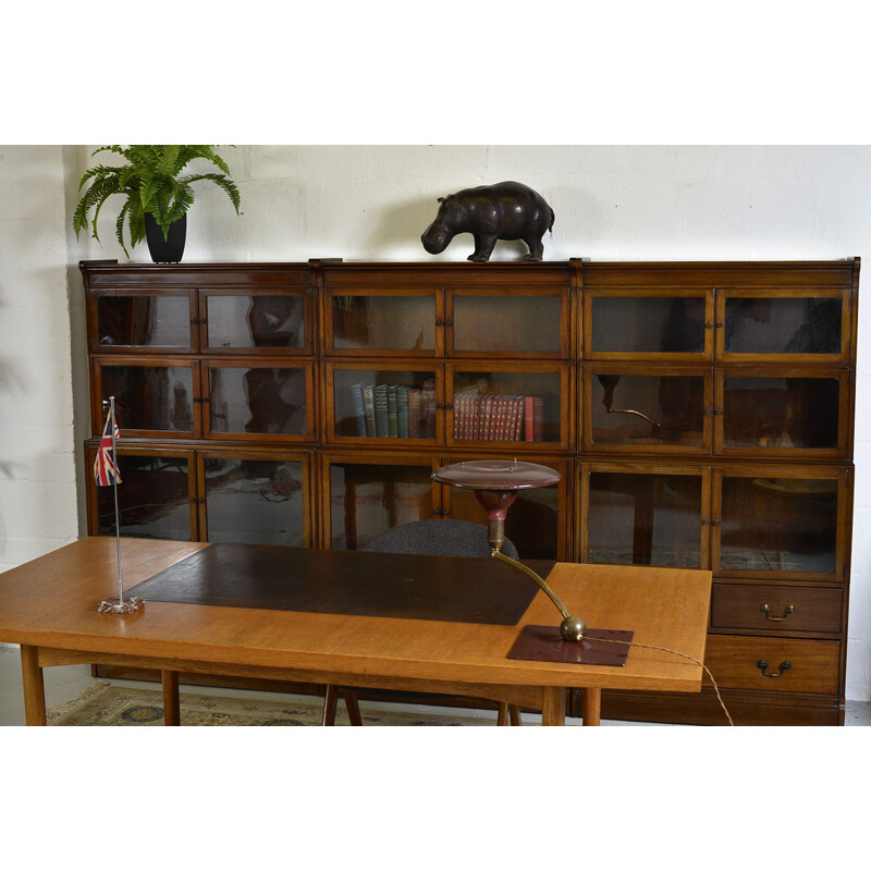 Vintage Office Desk By Heals Designed by Robert Heal Midcentury Writing Table Teak Wood Leather English 1950s