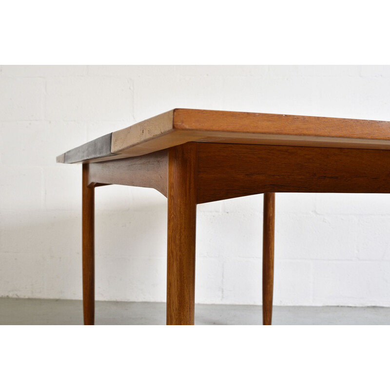 Bureau Vintage Office Desk By Heals Conçu par Robert Heal Table d'écriture Bois de teck Cuir Anglais 1950