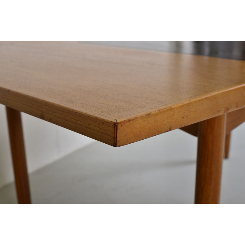 Vintage Office Desk By Heals Designed by Robert Heal Midcentury Writing Table Teak Wood Leather English 1950s