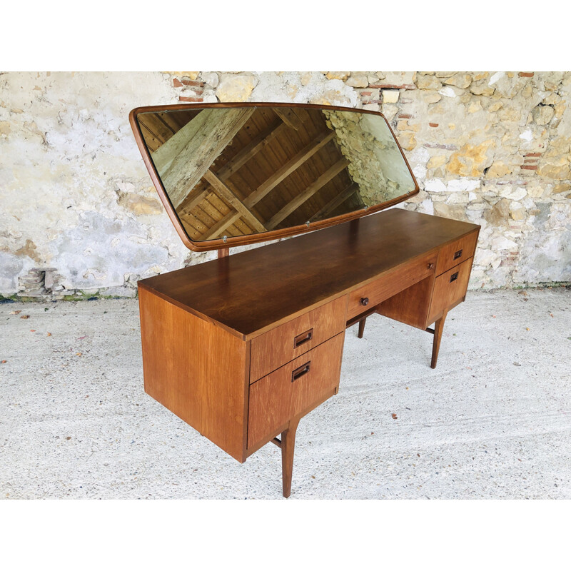 Coiffeuse Bureau vintage en teck par Nathan scandinave 1960