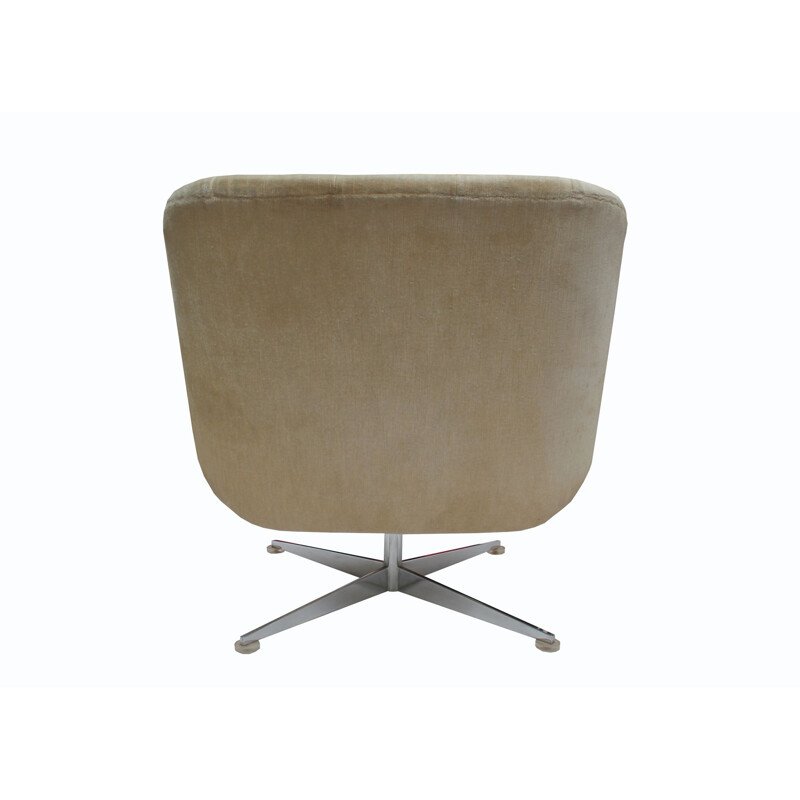 Fauteuil vintage pivotant en velours 1970