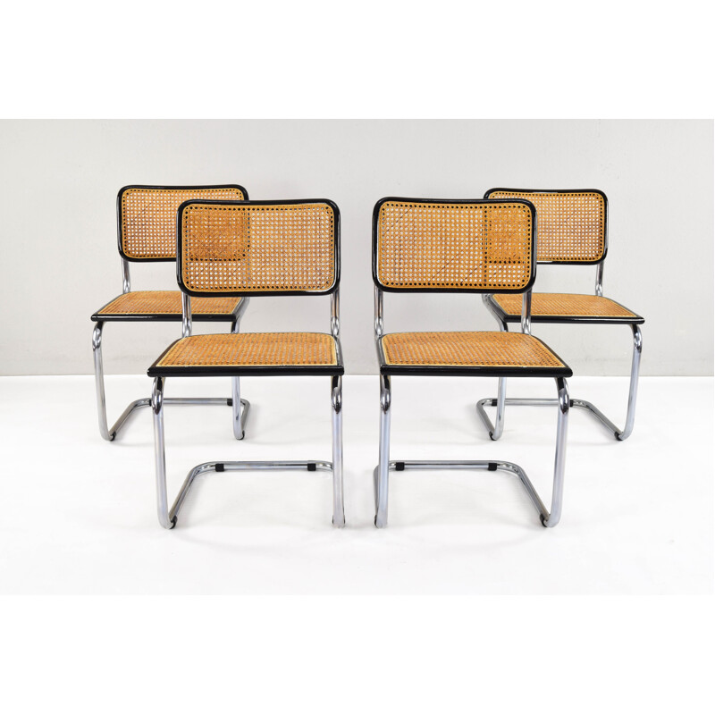 Set of 4 Mid-Century Marcel Breuer B32 Cesca Chairs, Italy 1970s