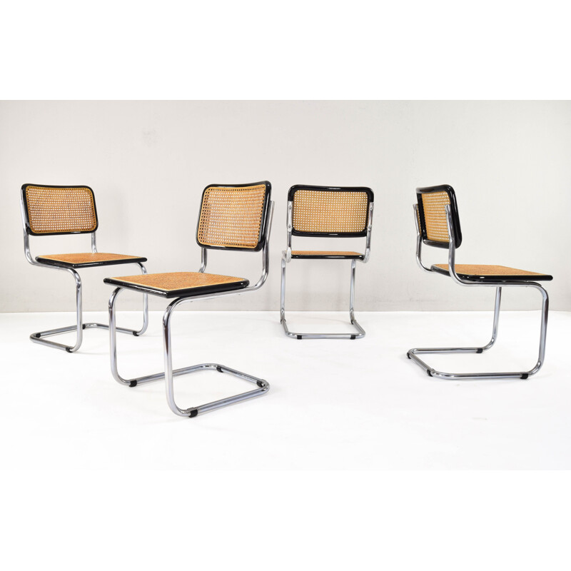 Ensemble de 4 chaises vintage Marcel Breuer B32 Cesca Italie 1970