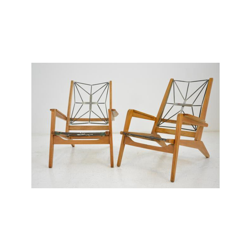 Pair of Ariborne grey armchairs, Pierre GUARICHE - 1950s