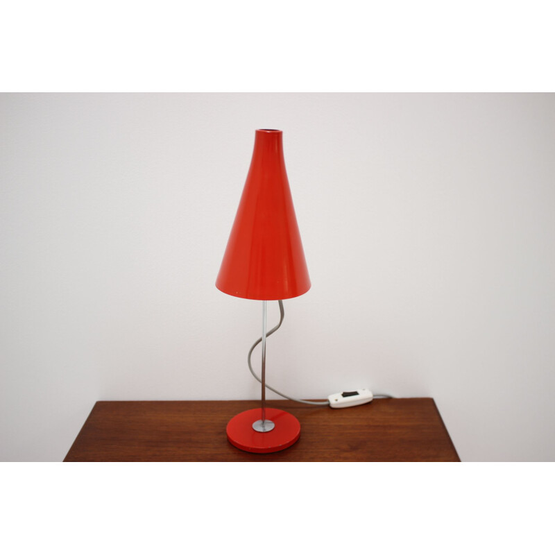 Vintage lacquered metal table lamp by josef Hurka, Czechoslovakia 1960