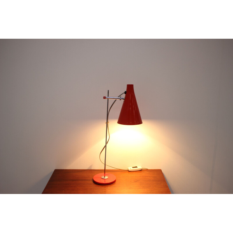 Vintage lacquered metal table lamp by josef Hurka, Czechoslovakia 1960