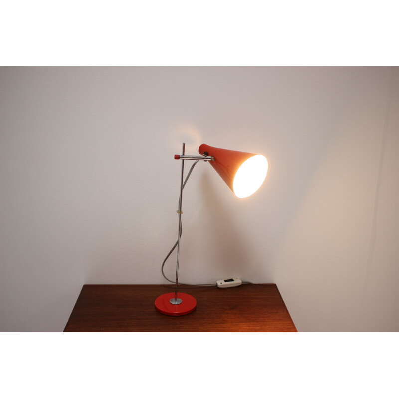 Vintage lacquered metal table lamp by josef Hurka, Czechoslovakia 1960