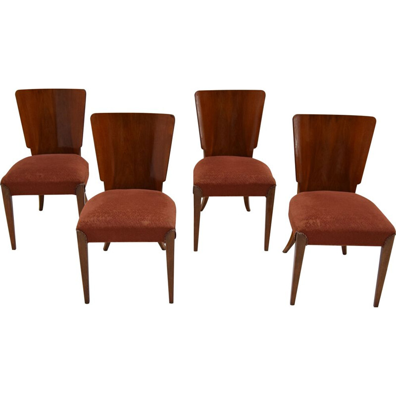 4 Art Deco vintage chairs by Jindrich Halabala for Thonet