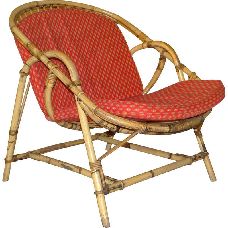 Set of 4 rattan armchairs