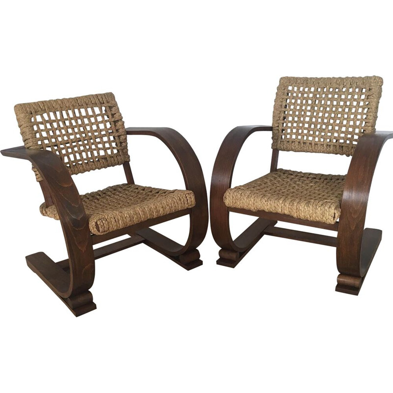 Pair of vintage armchairs by Audoux Minet 1960