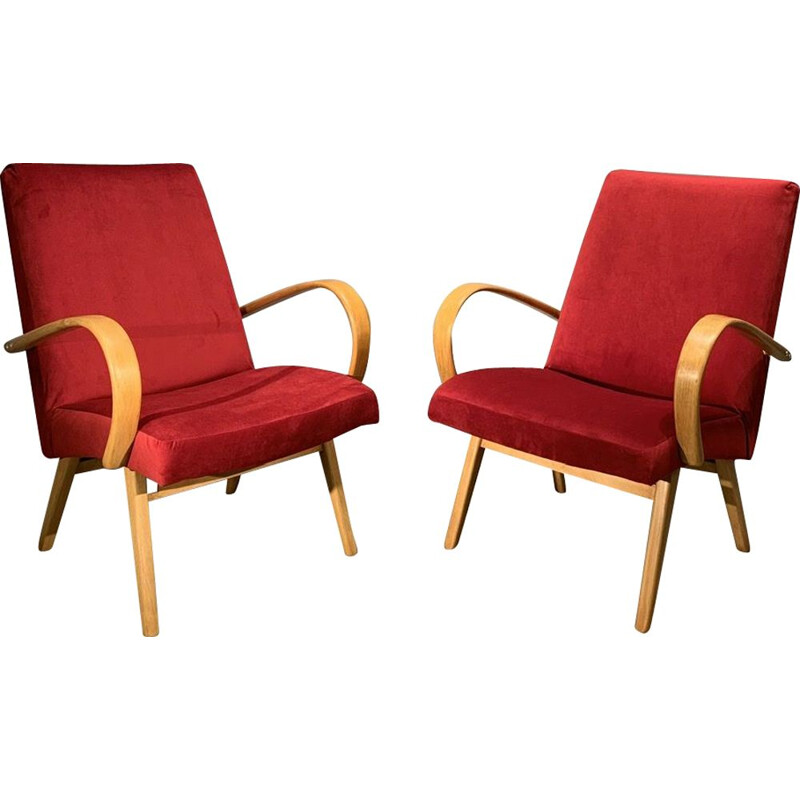 Pair of vintage armchairs Thonet, Czechoslovakia 1960