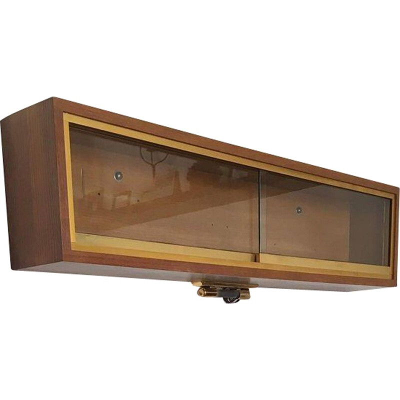 Vintage sideboard with wall shelf in teak and scandinavian brass 1960