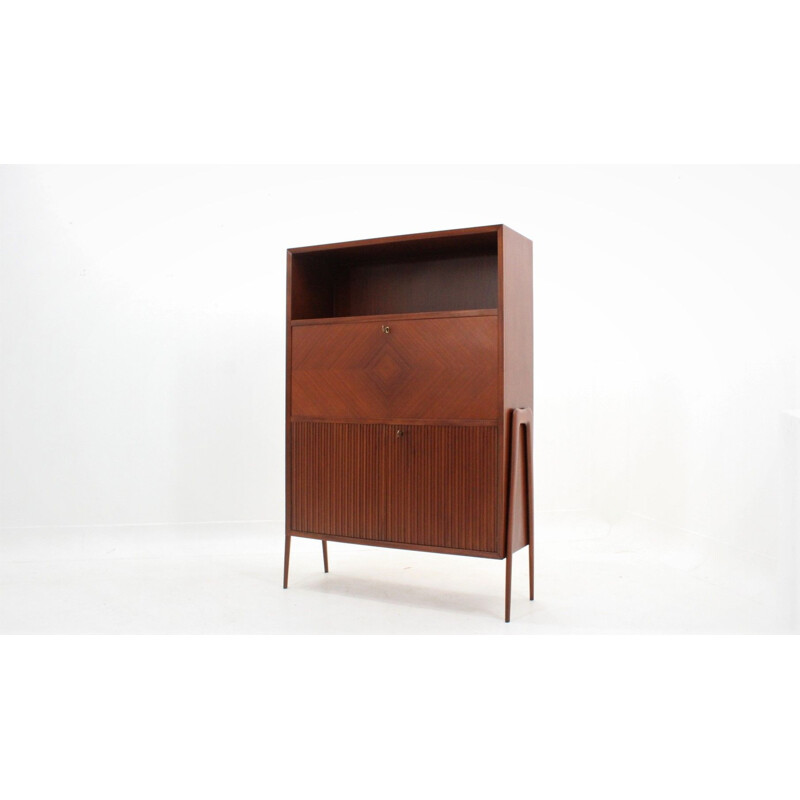 Vintage fold out desk cabinet Italian 1950s