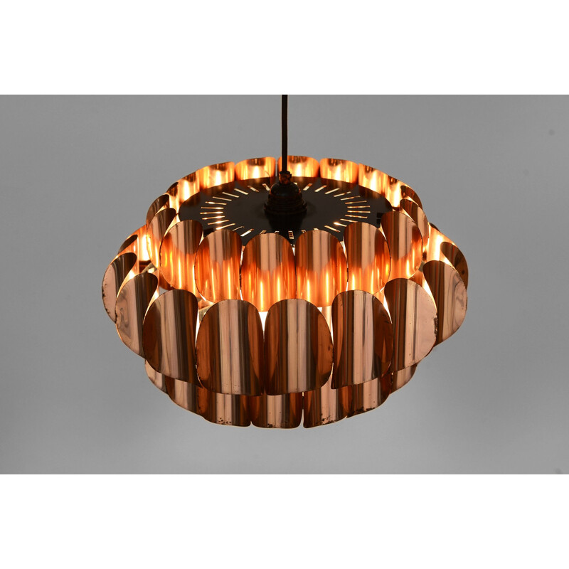 Vintage Copper pendant light by Thorsten Orrling for Hans-Agne Jakobsson AB, Markaryd. Sweden 1960s