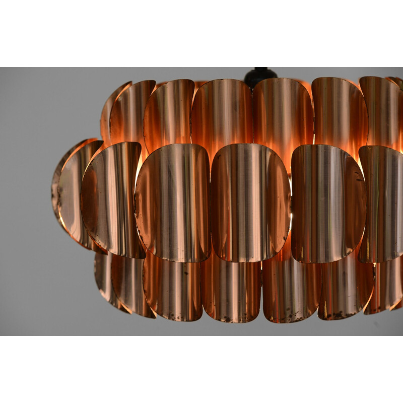 Vintage Copper pendant light by Thorsten Orrling for Hans-Agne Jakobsson AB, Markaryd. Sweden 1960s