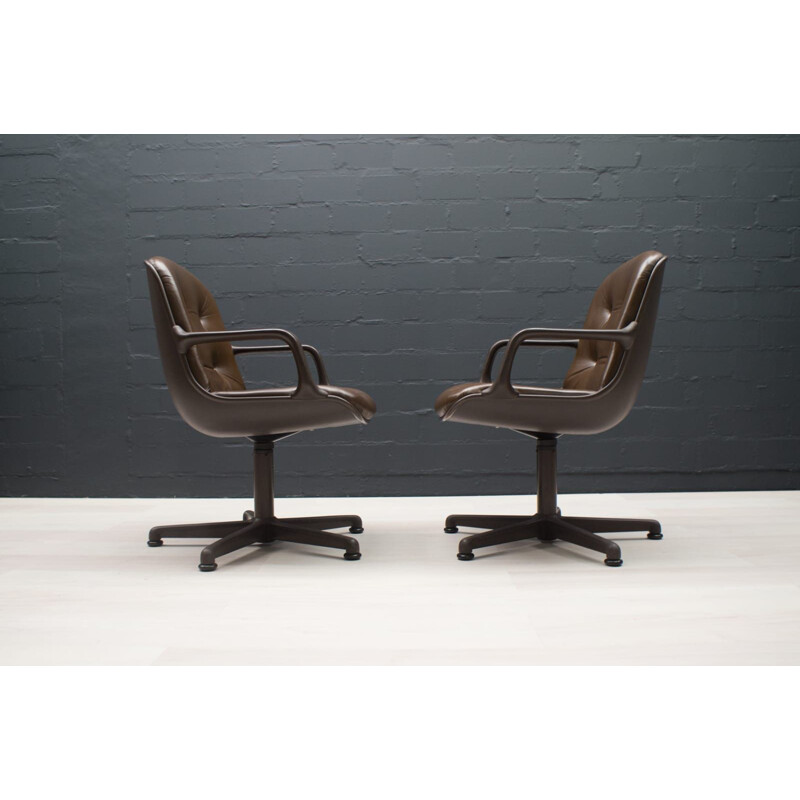 Pair of vintage Leather Desk Chairs by Charles Pollock for Comforto, 1960s