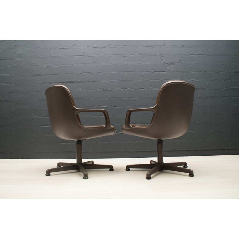 Pair of vintage Leather Desk Chairs by Charles Pollock for Comforto, 1960s