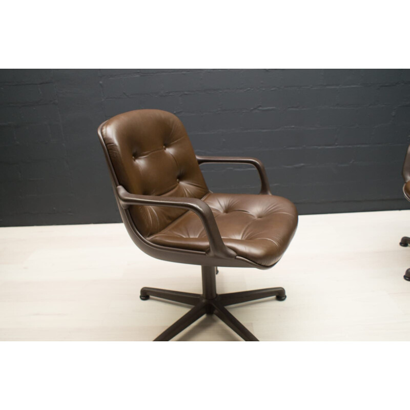 Pair of vintage Leather Desk Chairs by Charles Pollock for Comforto, 1960s