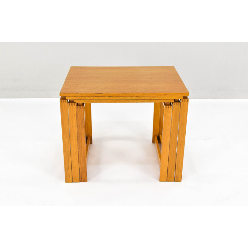 3 Mid Century Beech Wood Nesting Tables Danish 1970